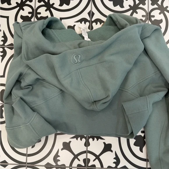 lululemon oversized scuba half zip cropped hoodie m/l crater blue like new - Picture 5 of 6